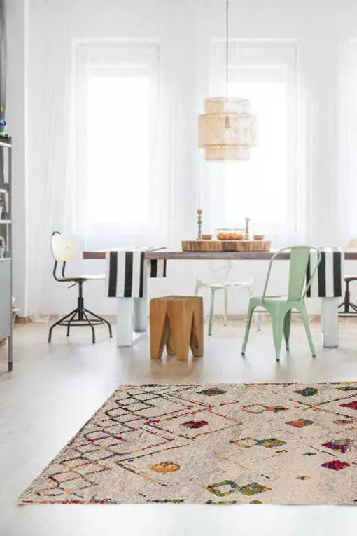 Beige Boho Chic Area Rug