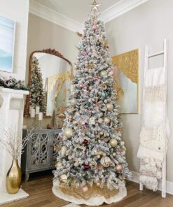 7.5′ King Flock Slim Artificial Christmas Tree Unlit