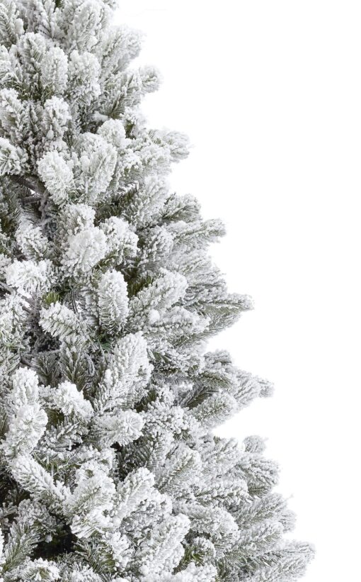 7.5′ King Flock Slim Artificial Christmas Tree Unlit closeup