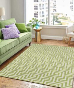 Green Ivory Geometric Area chic Rug