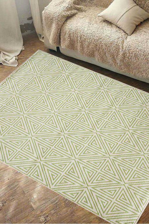 green Geometric Rug